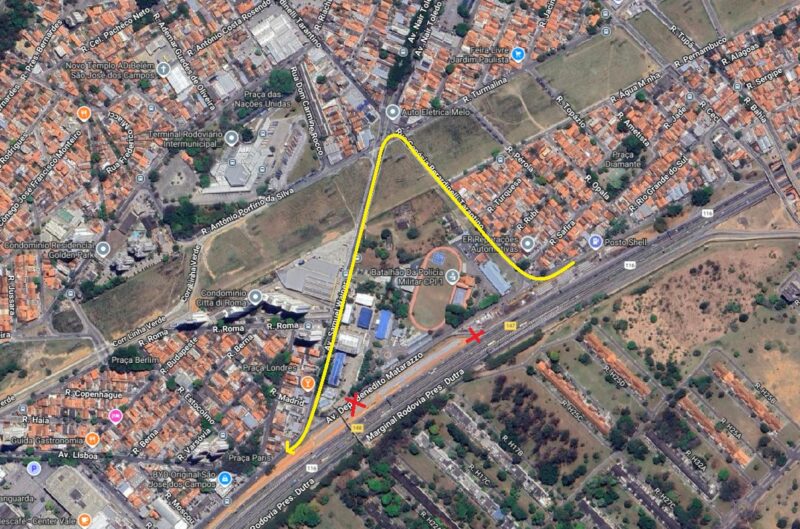 Acesso da Dutra será interditado para montagem de passarela