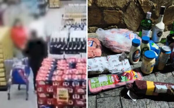Duas mulheres e um homem foram presos após furtar carnes, whisky e energéticos de supermercado no Jardim Morumbi, em São José dos Campos. Câmeras flagraram a ação coordenada do grupo.