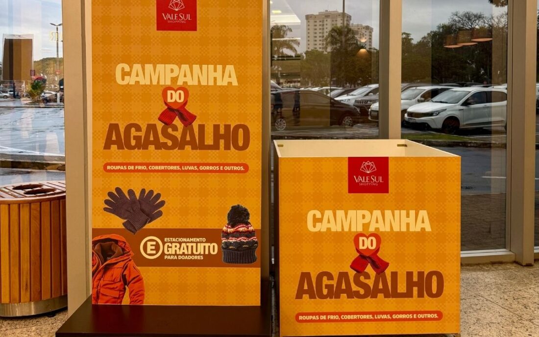 Campanha de inverno em São José shopping arrecada agasalhos e isenta estacionamento para quem doa