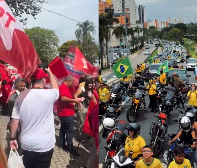 Atos políticos em São José dos Campos reúnem apoiadores de Lula e de Flávio Bolsonaro na véspera do 2º turno