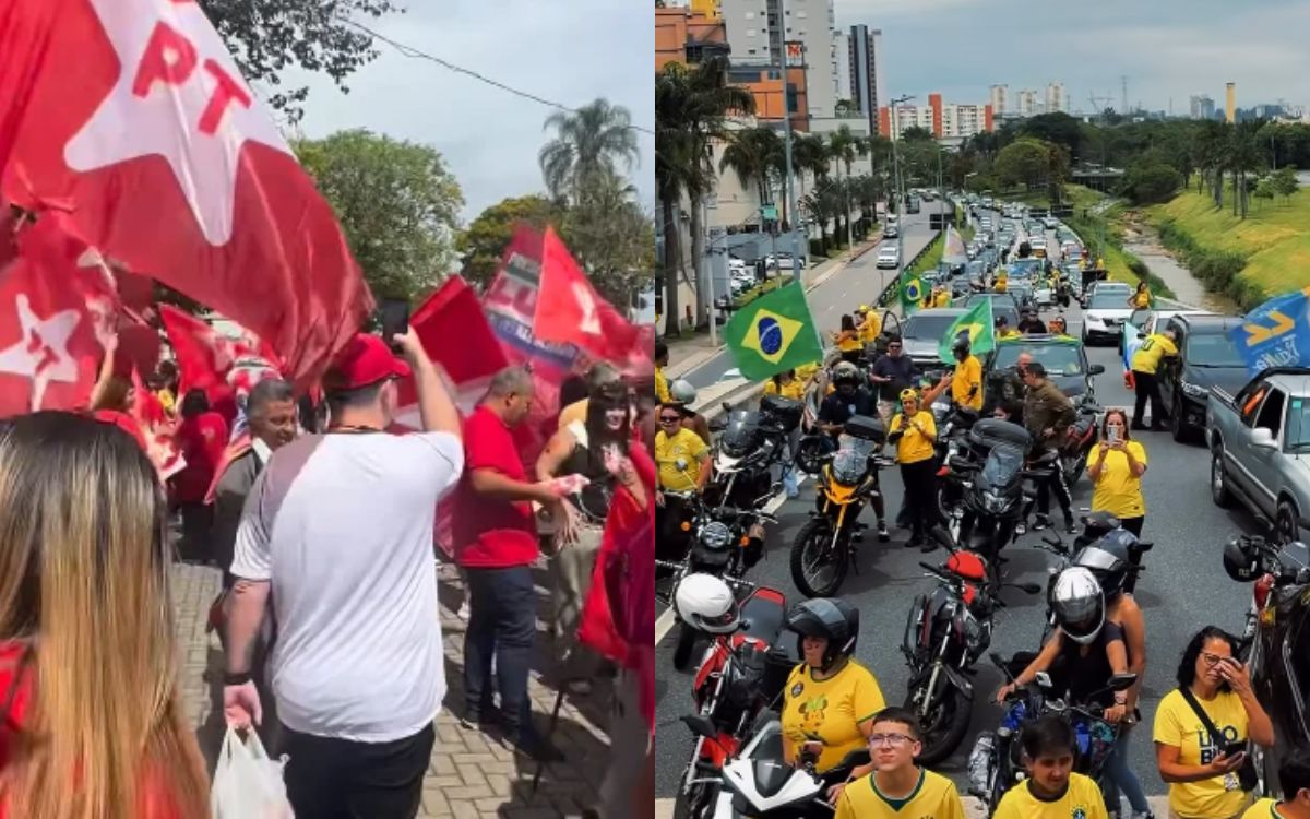 Atos políticos em São José dos Campos reúnem apoiadores de Lula e de Flávio Bolsonaro na véspera do 2º turno