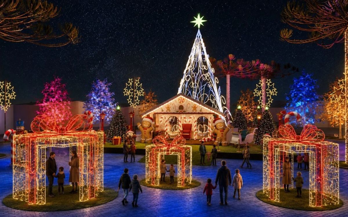 Natal de Campos do Jordão tem 16 km de luzes, tema Fábrica de Biscoitos e espetáculos gratuitos; veja a programação